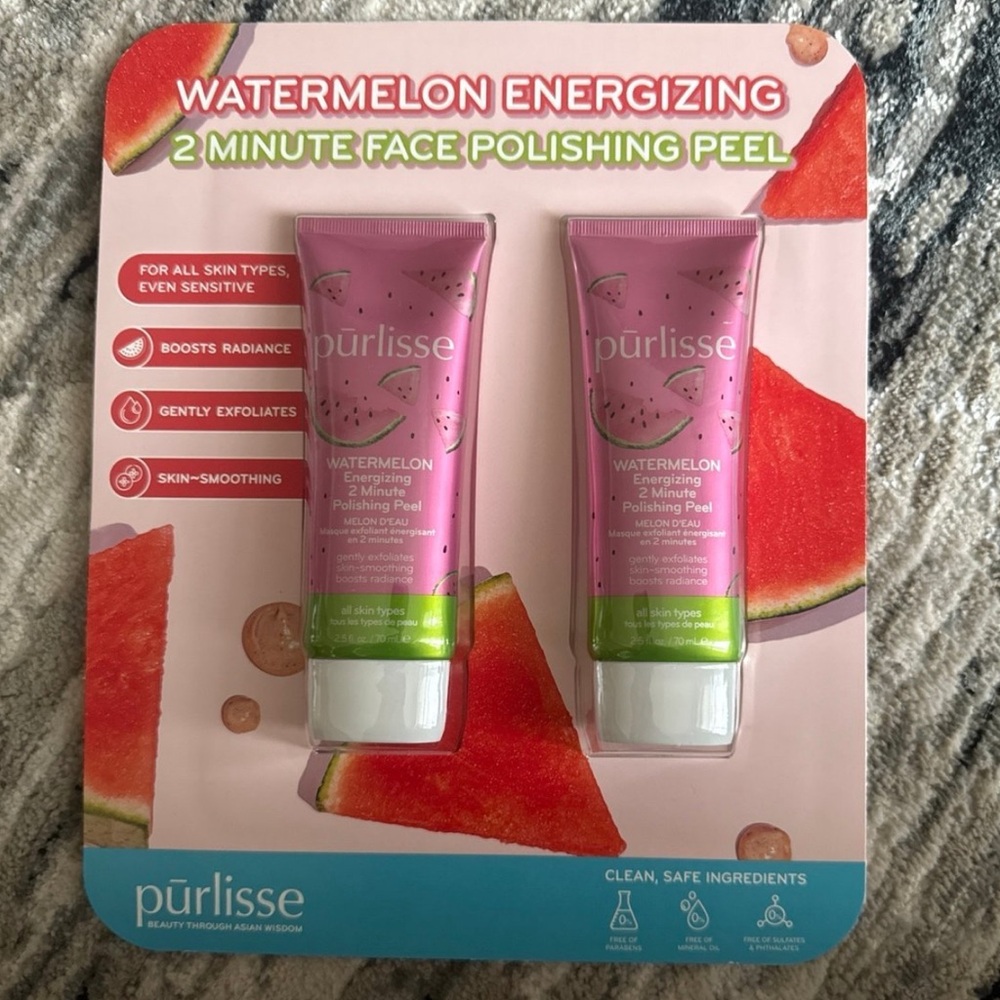 NEW, SEALED 2PK - PURLISSE WATERMELON 2-MINUTE POLISHING PEEL